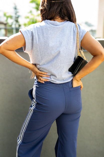 NEW CYRUS WIDE LEG TRACK PANT (BLUE)