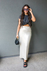 SERENA GOLD METALLIC MAXI SKIRT