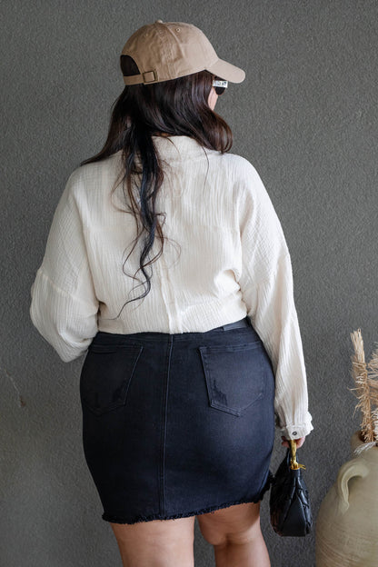 DARIA BUTTON UP GAUZE SHIRT (LIGHT BEIGE)