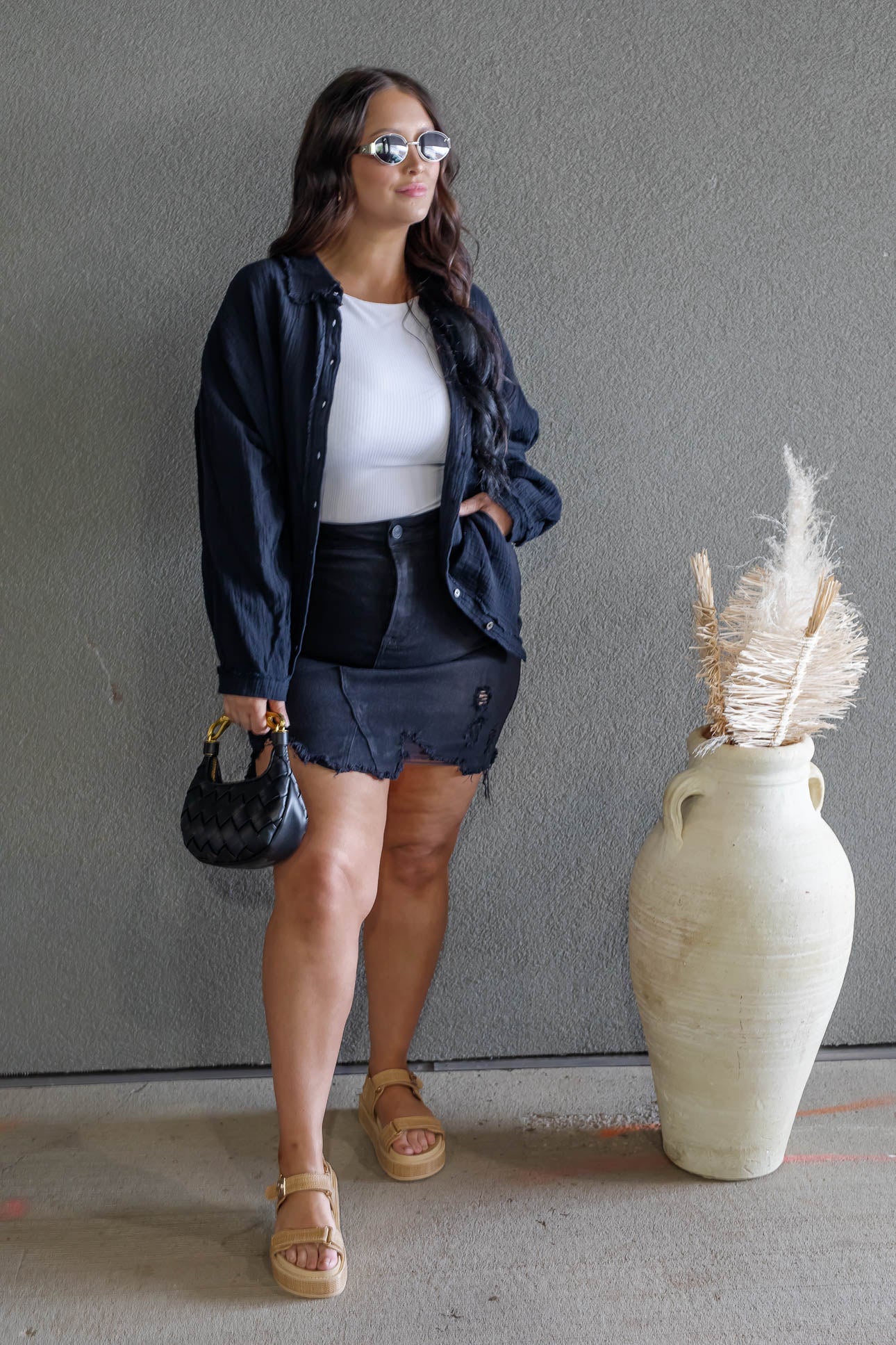 DARIA BUTTON UP GAUZE SHIRT (BLACK) | BEST SELLER