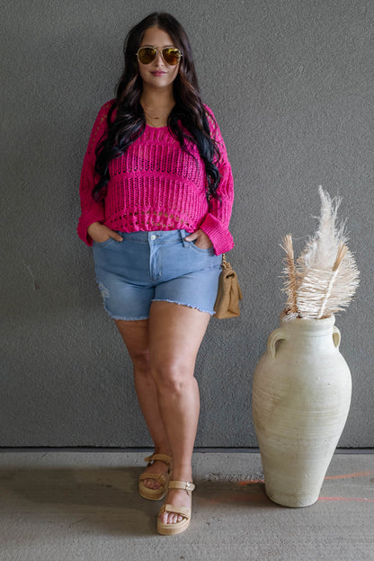 NEW SUMMER CROCHET SWEATER (FUSHIA)