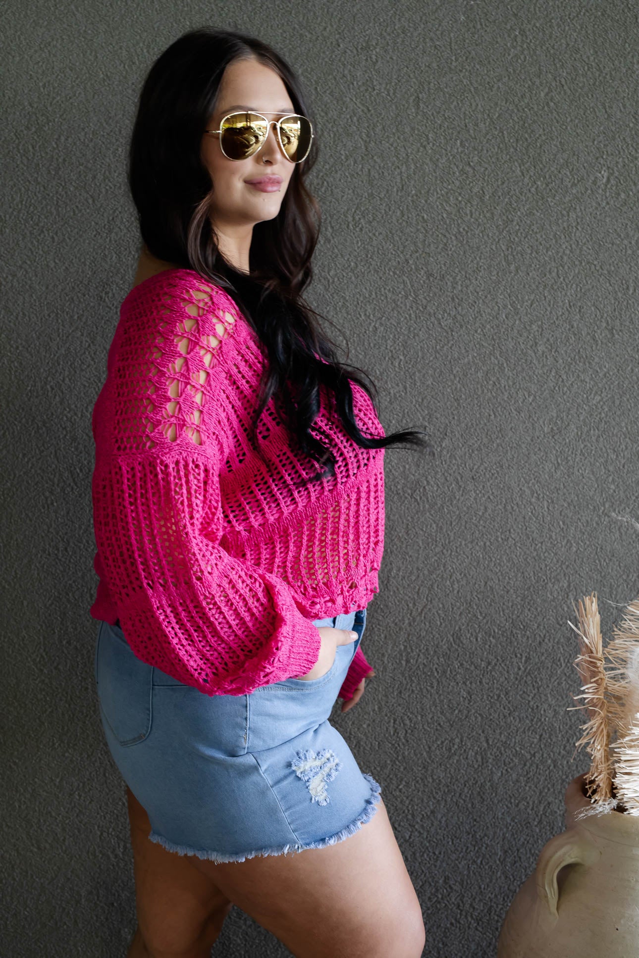 NEW SUMMER CROCHET SWEATER (FUSHIA)