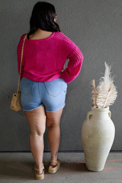 NEW SUMMER CROCHET SWEATER (FUSHIA)