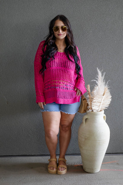 NEW SUMMER CROCHET SWEATER (FUSHIA)