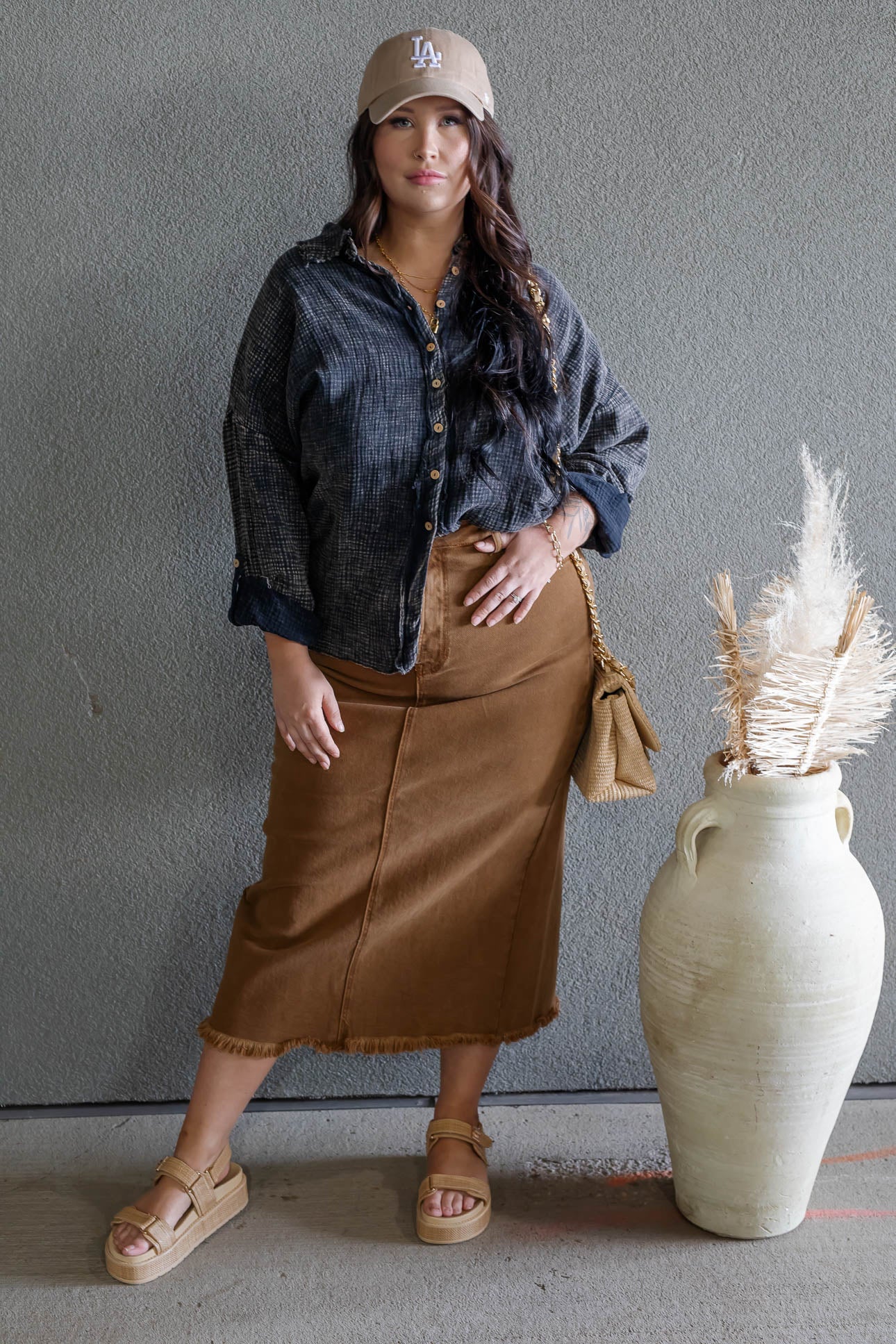 DAYTON BUTTON UP GAUZE SHIRT (ACID WASH)