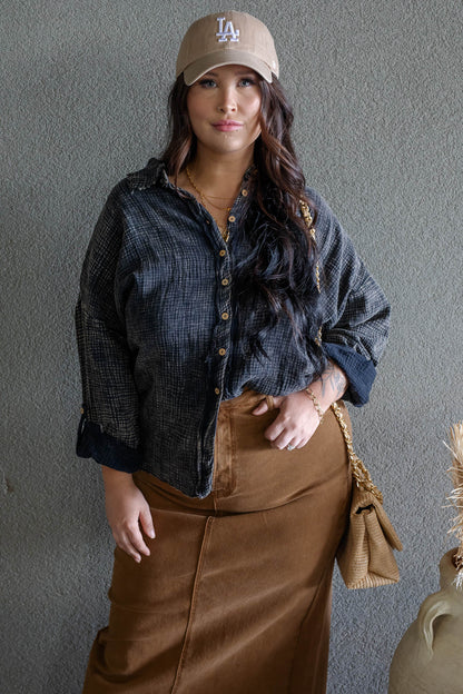 DAYTON BUTTON UP GAUZE SHIRT (ACID WASH)
