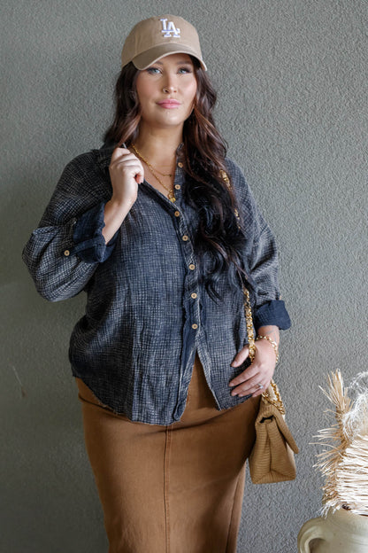 DAYTON BUTTON UP GAUZE SHIRT (ACID WASH)