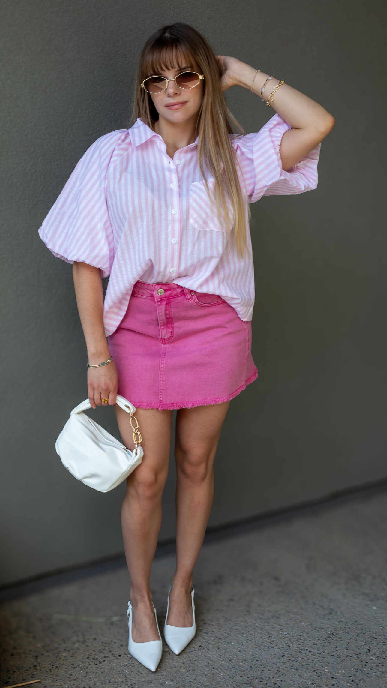 CARO STRIPED BLOUSE (PINK)
