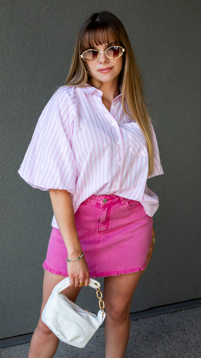 CARO STRIPED BLOUSE (PINK)