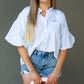 CARO STRIPED BLOUSE (BLUE)