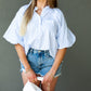 CARO STRIPED BLOUSE (BLUE)