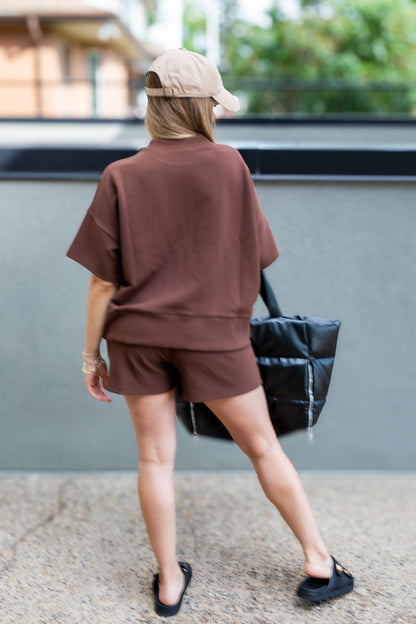 TALIN TWO PIECE SHORT SET (BROWN) | BEST SELLER