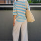 MAE CROCHET STRIPE TOP (BLUE)