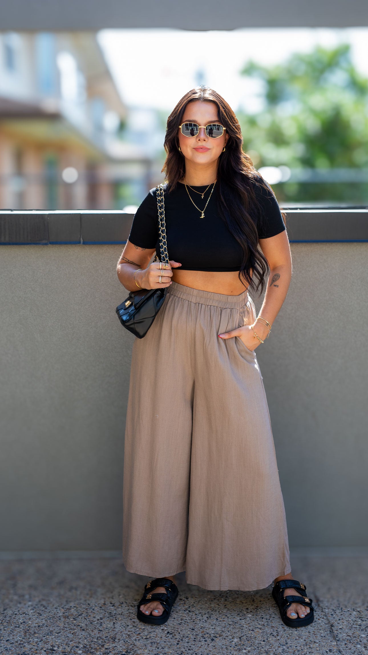 LORA LINEN STRAIGHT LEG PANT (BROWN)