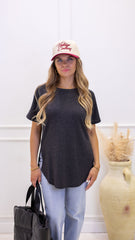 zenana knit charcoal t-shirt