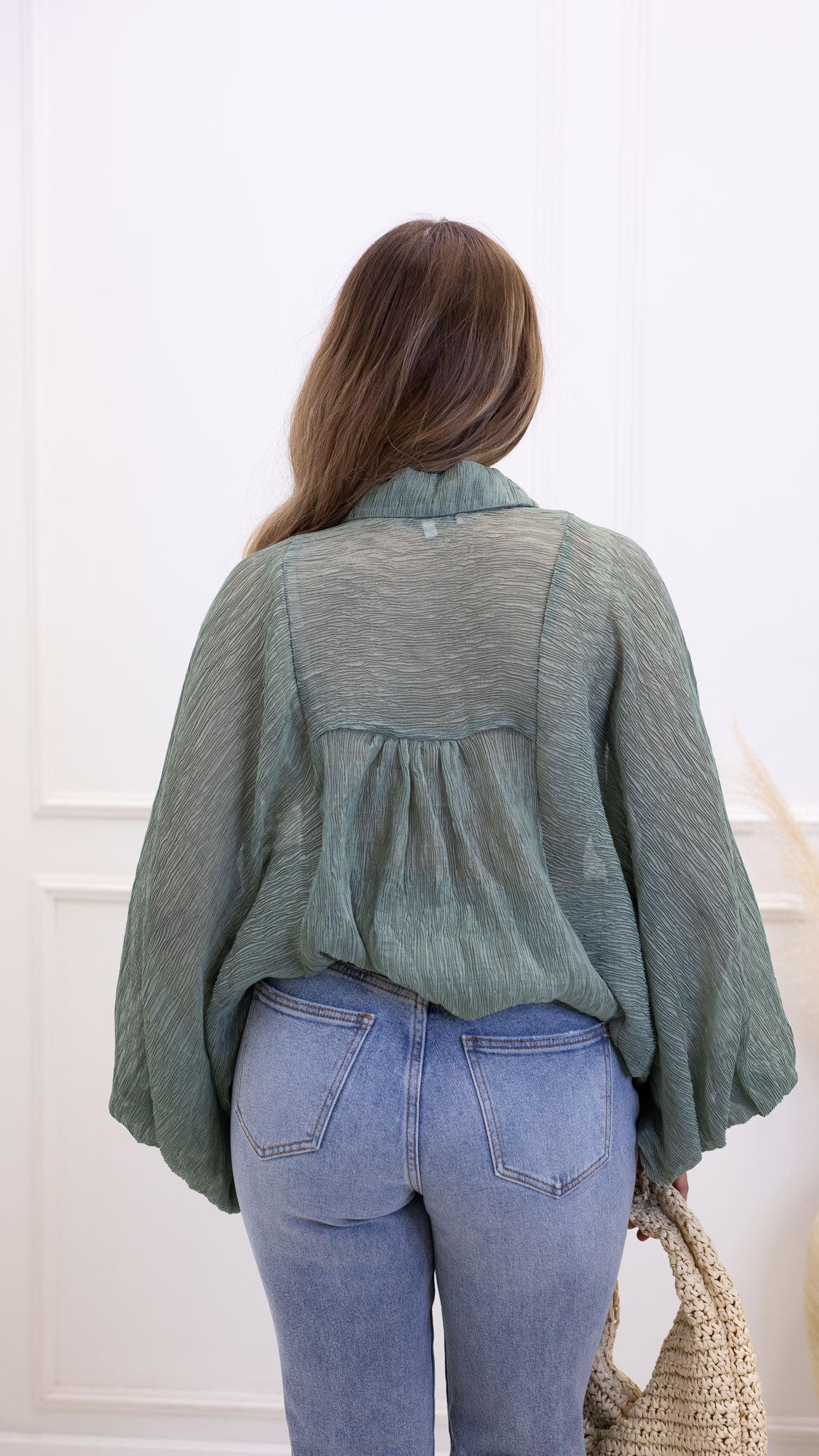 NEW DENVER BUTTON UP BLOUSE (SAGE)