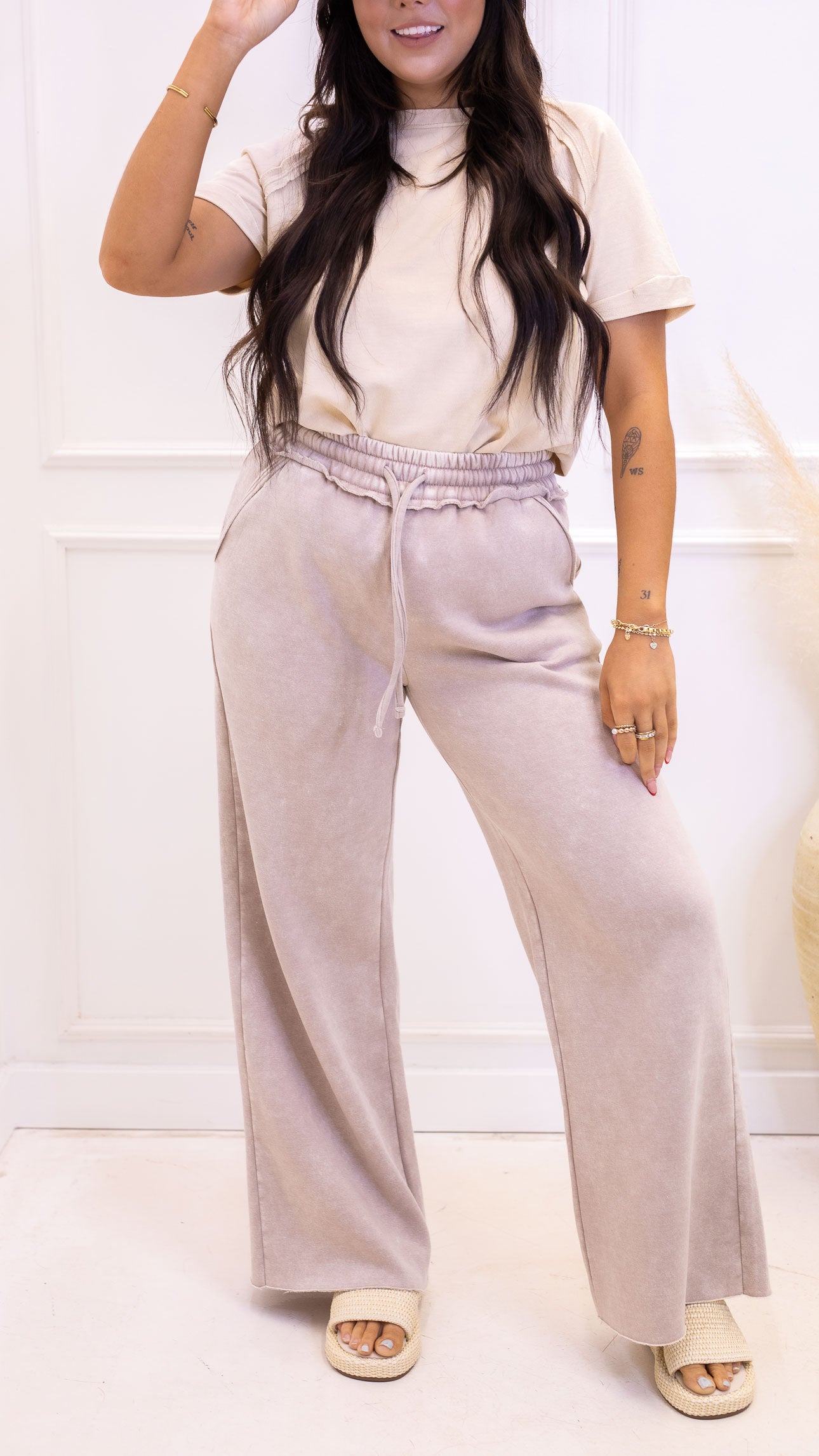 zenana sweatpant taupe