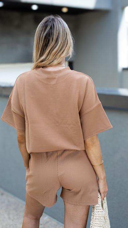 TALIN TWO PIECE SHORT SET (MOCHA)