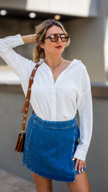 JILLIAN BUTTON UP SHIRT (WHITE)