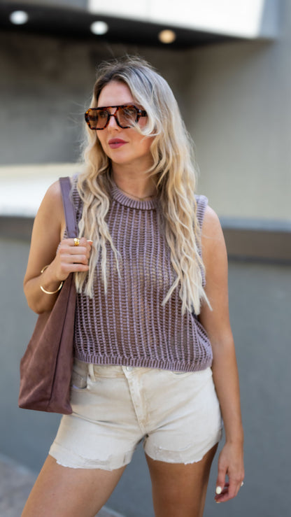 BILLY CROCHET TOP (BROWN)