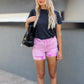 WILLOW DISTRESSED DENIM SHORTS (PINK)