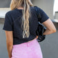 WILLOW DISTRESSED DENIM SHORTS (PINK)