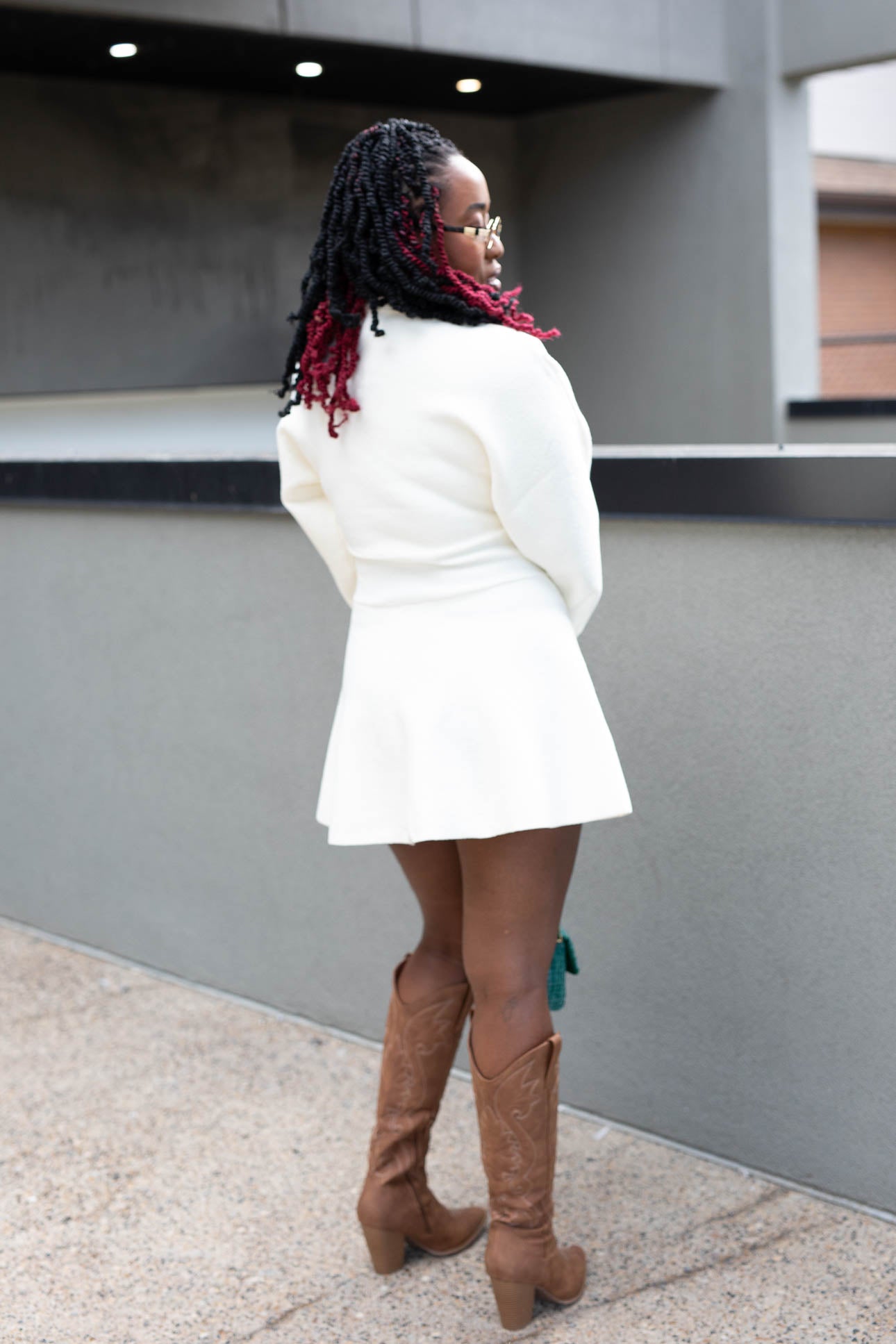 GENIVEVE FIT &amp; FLARE SWEATER DRESS | IVORY | (BEST SELLER)