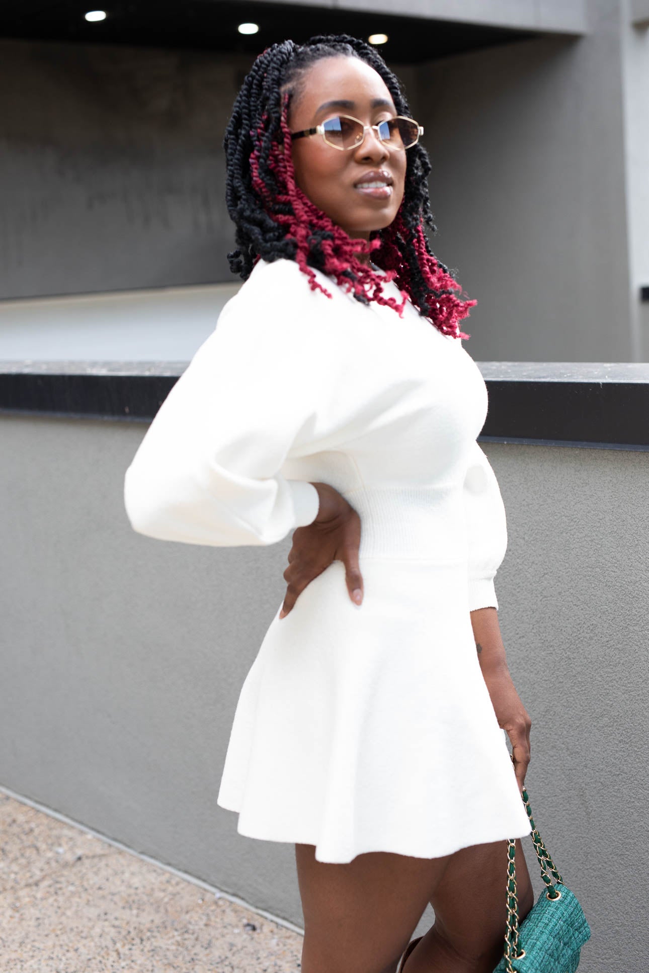 GENIVEVE FIT &amp; FLARE SWEATER DRESS | IVORY | (BEST SELLER)