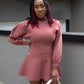 GENIVEVE FIT & FLARE SWEATER MINI DRESS | RUST | (BEST SELLER)