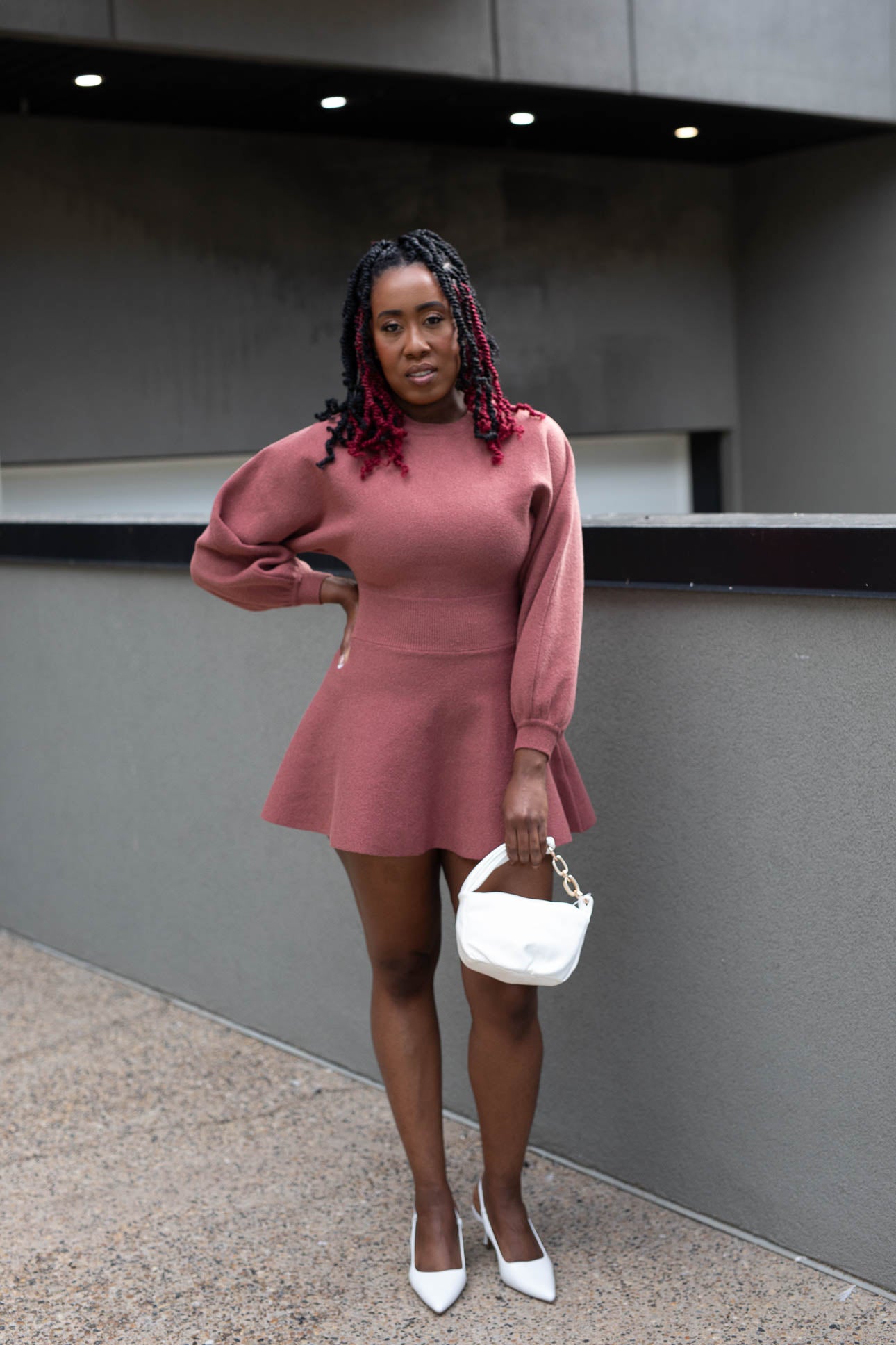 GENIVEVE FIT & FLARE SWEATER MINI DRESS | RUST | (BEST SELLER)