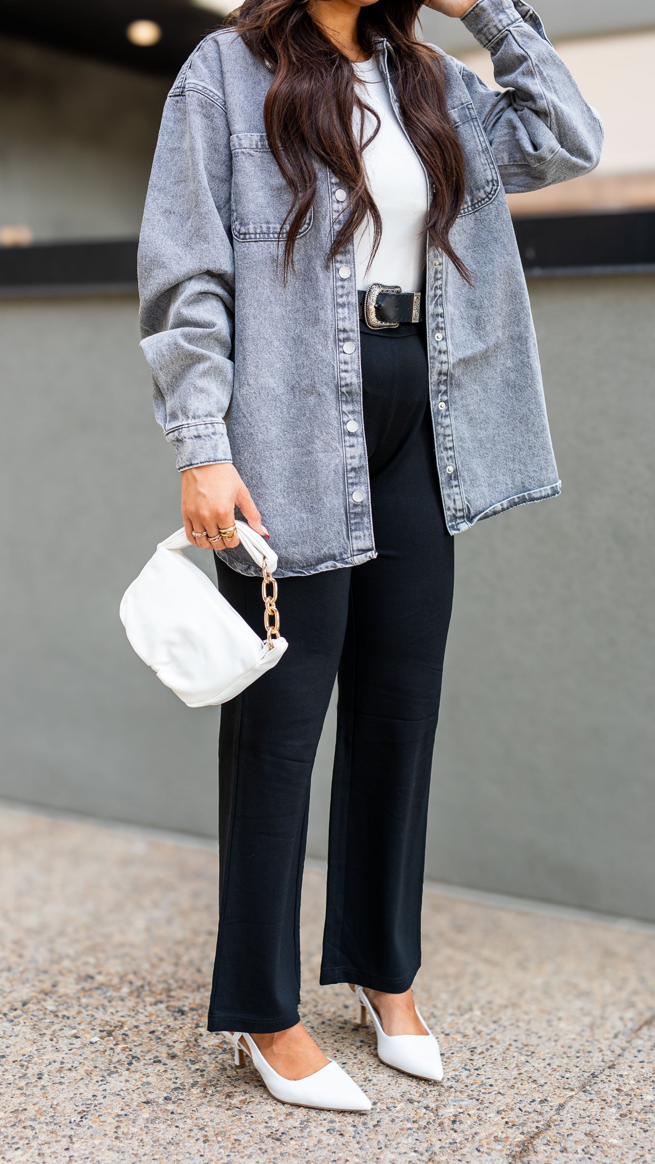 MALVA DENIM SHACKET COAT (GREY) | ONLY