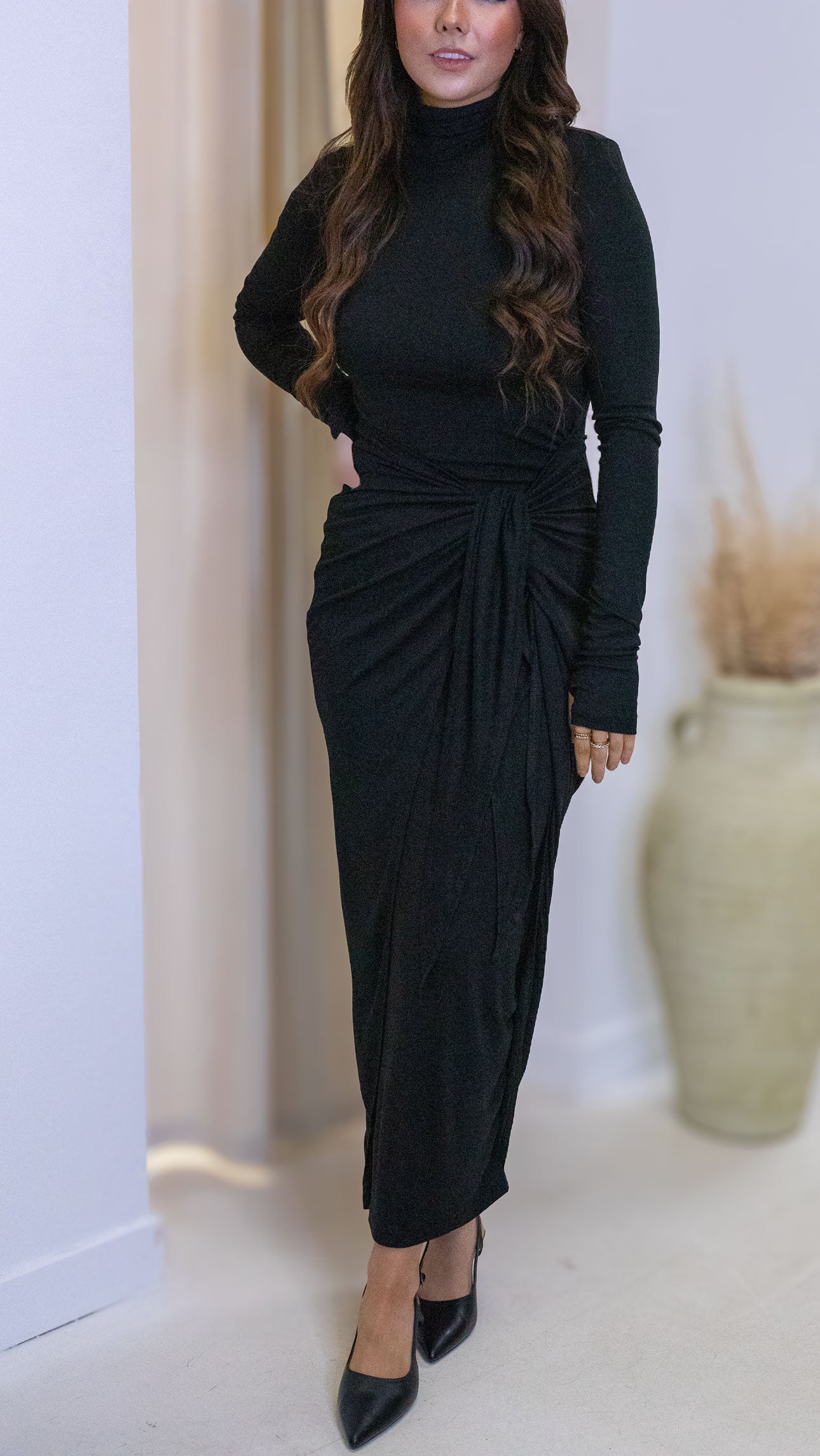 ASHLEY MAXI WRAP DRESS (BLACK)