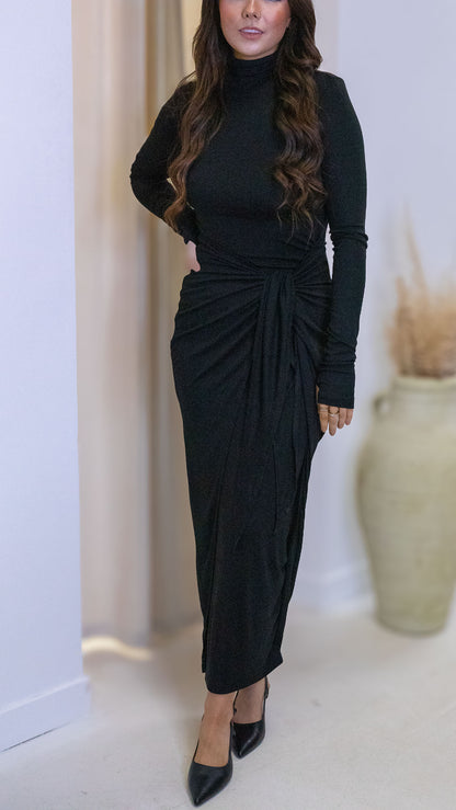 ASHLEY MAXI WRAP DRESS (BLACK)