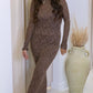 SRIELLA LACE MAXI DRESS (BROWN)