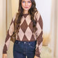 RILEY ARGYLE PATTERN SWEATER (BROWN/TAN)