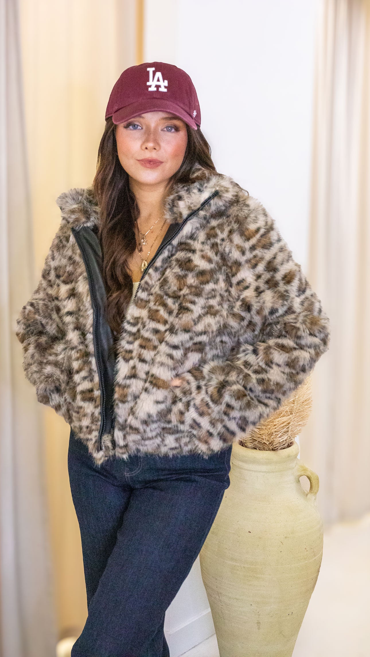 JENNIFER FUR JACKET ANIMAL PRINT
