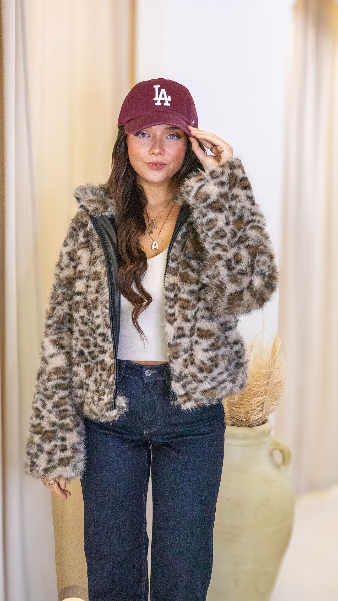 JENNIFER FUR JACKET ANIMAL PRINT
