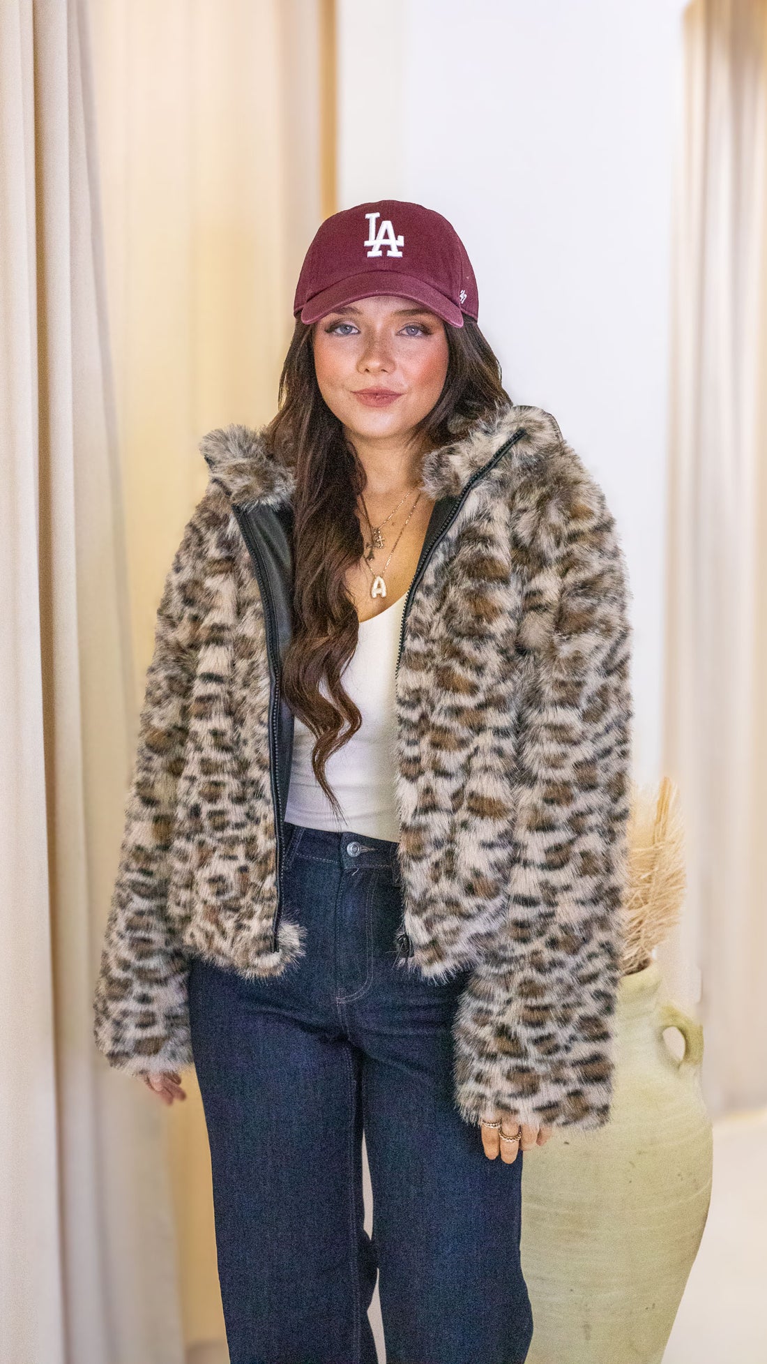 JENNIFER FUR JACKET ANIMAL PRINT
