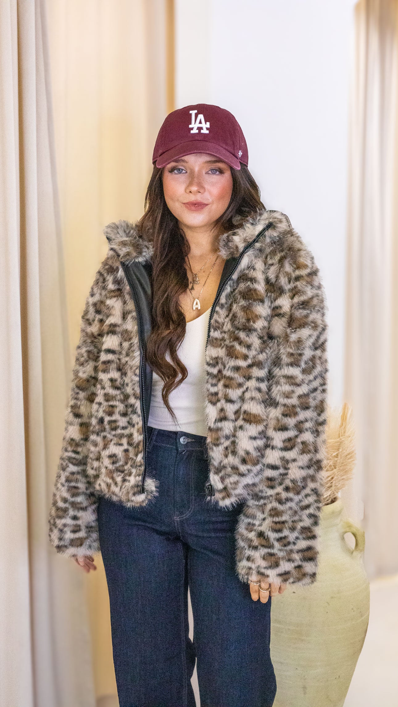 JENNIFER FUR JACKET ANIMAL PRINT