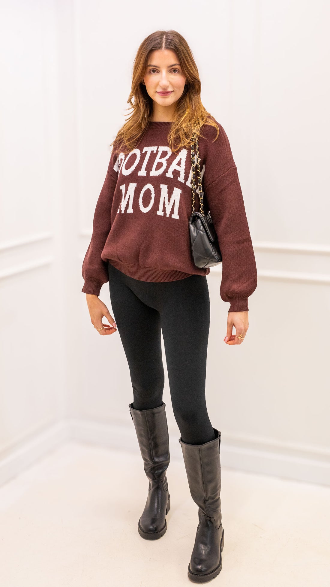 FOOTBALL MOM SWEATER (BROWN)