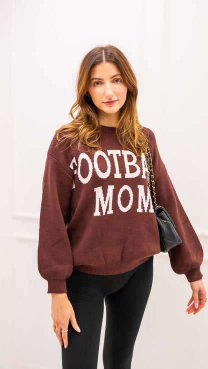 FOOTBALL MOM SWEATER (BROWN)