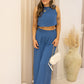 NEW BILLIE PANT TWO PIECE SET (BLUE)