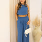 NEW BILLIE PANT TWO PIECE SET (BLUE)