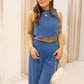 NEW BILLIE PANT TWO PIECE SET (BLUE)