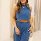 NEW BILLIE PANT TWO PIECE SET (BLUE)