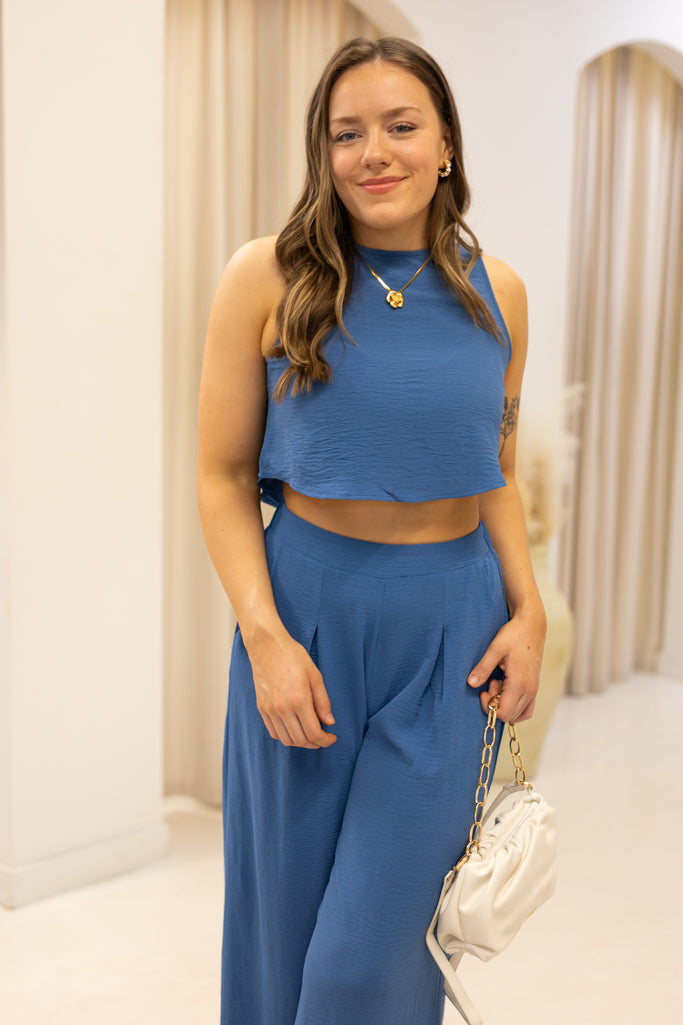 NEW BILLIE PANT TWO PIECE SET (BLUE)