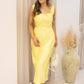 NEW CHRISTINE SATIN MIDI DRESS (YELLOW)