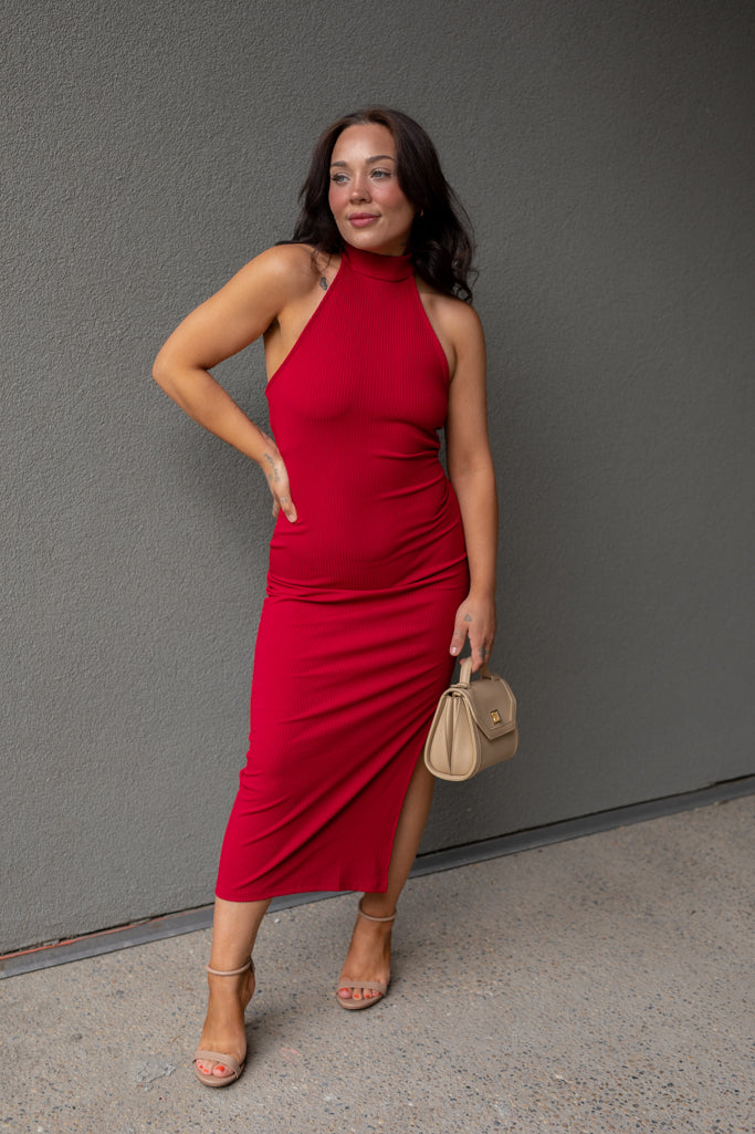 NEW CARMAN RIBBED BODYCON (RED)