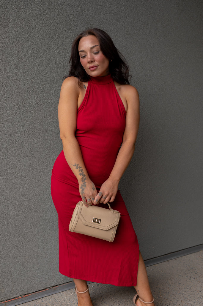 NEW CARMAN RIBBED BODYCON (RED)