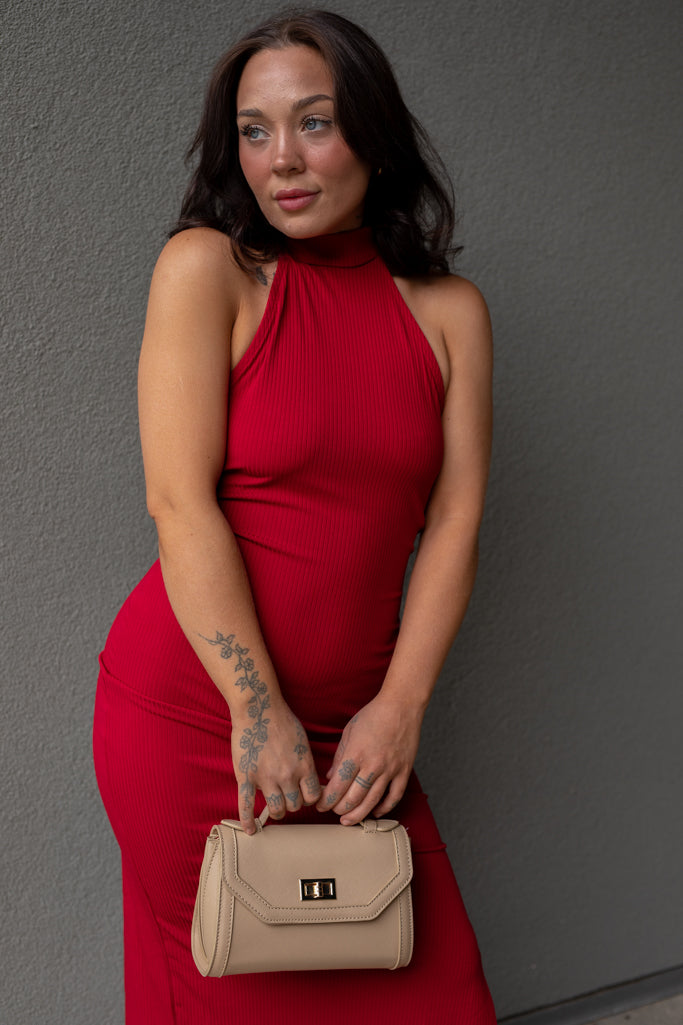 NEW CARMAN RIBBED BODYCON (RED)